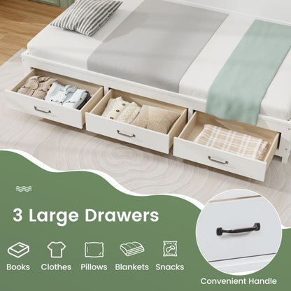 Single/Double Daybed Frame with 3 Storage Drawers-Single Size