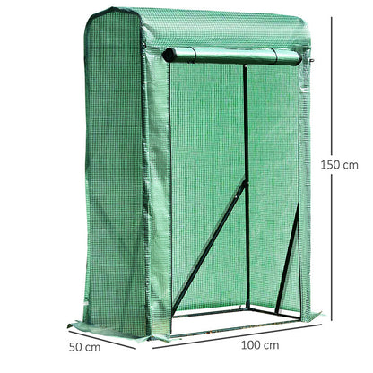 Outsunny Outdoor PE Greenhouse Steel Frame Plant Cover with Zipper 100L x 50W x 150HCM - Green