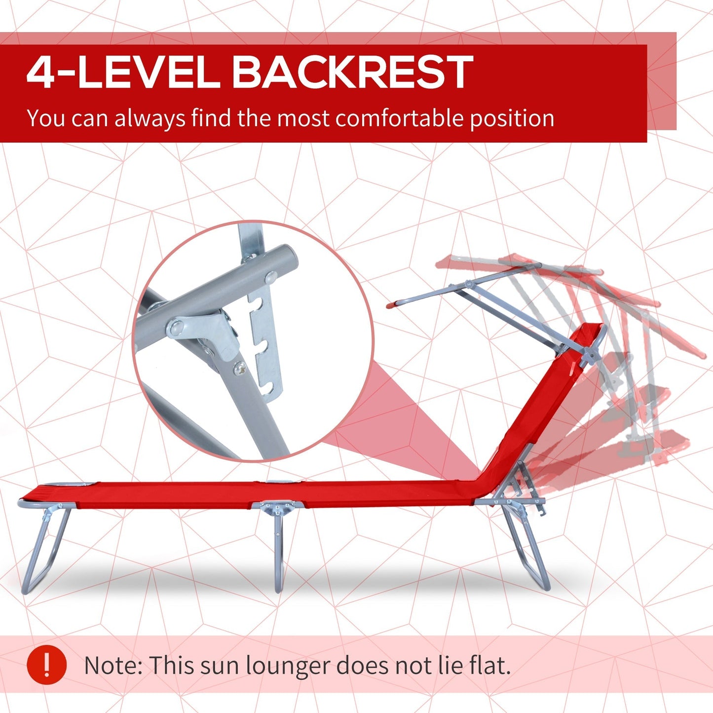 Outsunny Folding Sun Lounger, Lounge Chairs Reclining Sleeping Bed with Adjustable Sun Shade Awning for Beach, Patio