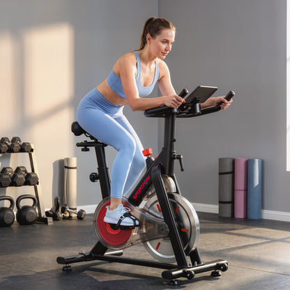 SPORTNOW Exercise Bike for Home Gym with Smart APP, Magnetic Resistance, Adjustable Seat & Handlebars, LCD Display, Wheels