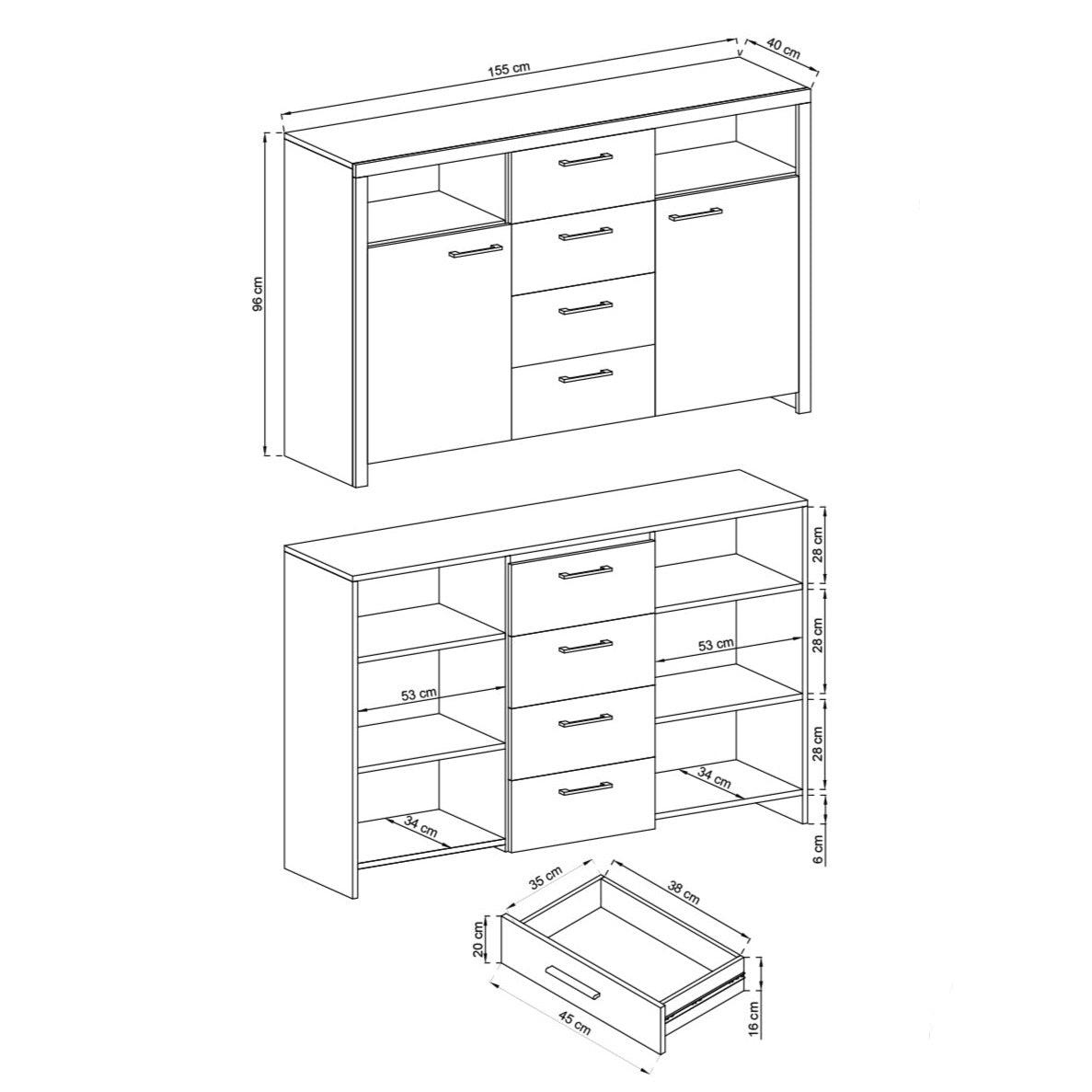 Sky Sideboard Cabinet 155cm