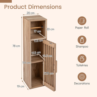 Slim Bathroom Cabinets Freestanding Toilet Paper Holder Stand-Natural