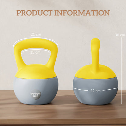 SPORTNOW 12KG Miękka odważnik Kettlebell, odważnik Kettlebell z uchwytem antypoślizgowym do domowej siłowni, podnoszenia ciężarów, treningu siłowego, żółty/szary