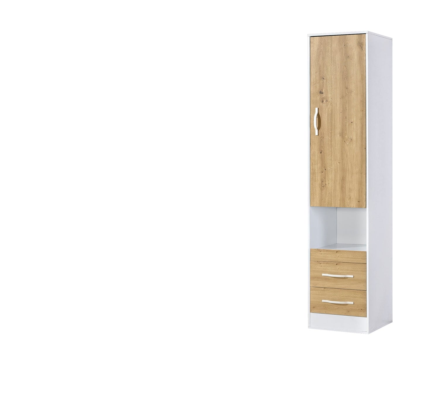SPACEO Tall Storage Cabinet White / Oak Artisan / White Handles
