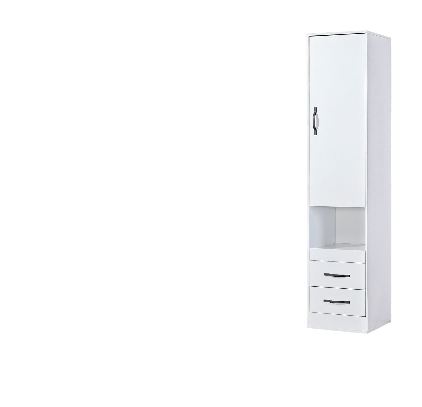 SPACEO Tall Storage Cabinet White / Black Handles