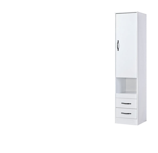SPACEO Tall Storage Cabinet White / Black Handles