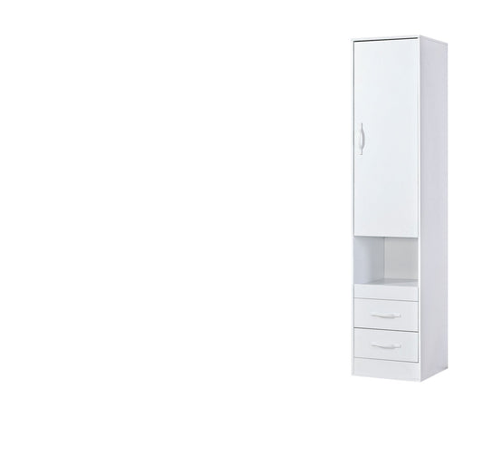 SPACEO Tall Storage Cabinet White / White Handles