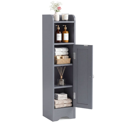 Small Bathroom Storage Cabinet with Door and Adjustable Shelves-Grey