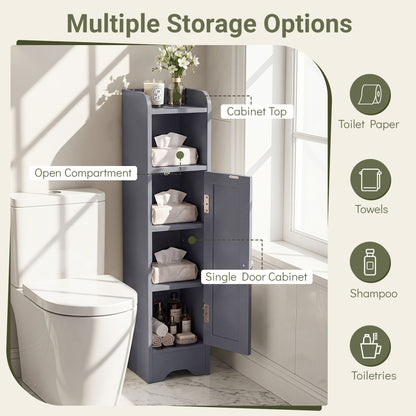Small Bathroom Storage Cabinet with Door and Adjustable Shelves-Grey
