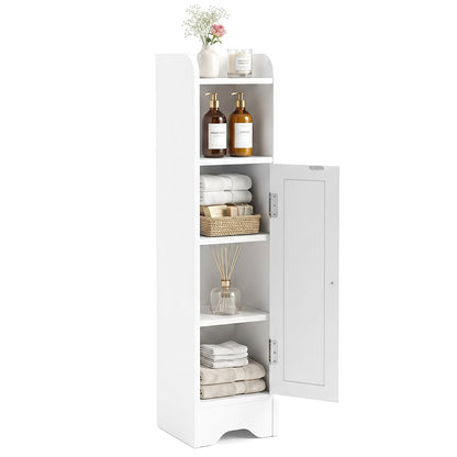 Small Bathroom Storage Cabinet with Door and Adjustable Shelves-White