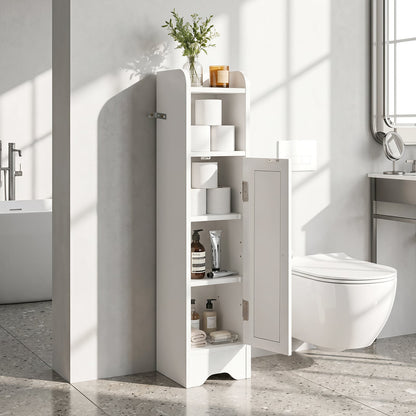 Small Bathroom Storage Cabinet with Door and Adjustable Shelves-White