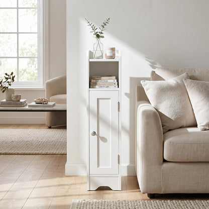 Small Bathroom Storage Cabinet with Door and Adjustable Shelves-White