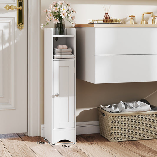 Small Bathroom Storage Cabinet with Door and Adjustable Shelves-White