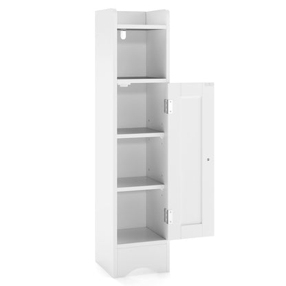 Small Bathroom Storage Cabinet with Door and Adjustable Shelves-White