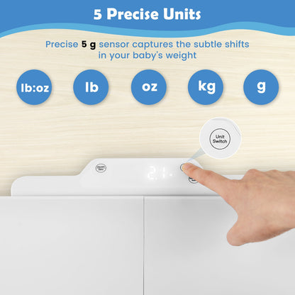 Smart Baby Scale with Detachable Tray for Body Weight and Height Measurement-White