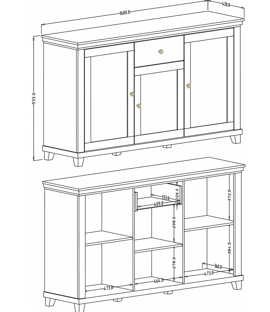 Evora 47 Sideboard Cabinet 160cm