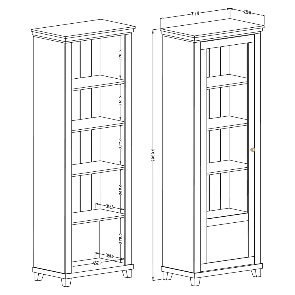 Evora 06 Tall Display Cabinet 71cm