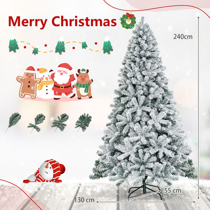 Snow Flocked Artificial Christmas Tree with 600/1010 Tips-7.5 FT