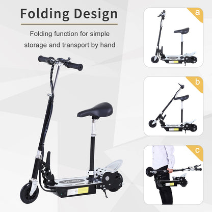 HOMCOM Foldable Powered Scooter with Adjustable Seat, Brake, Black