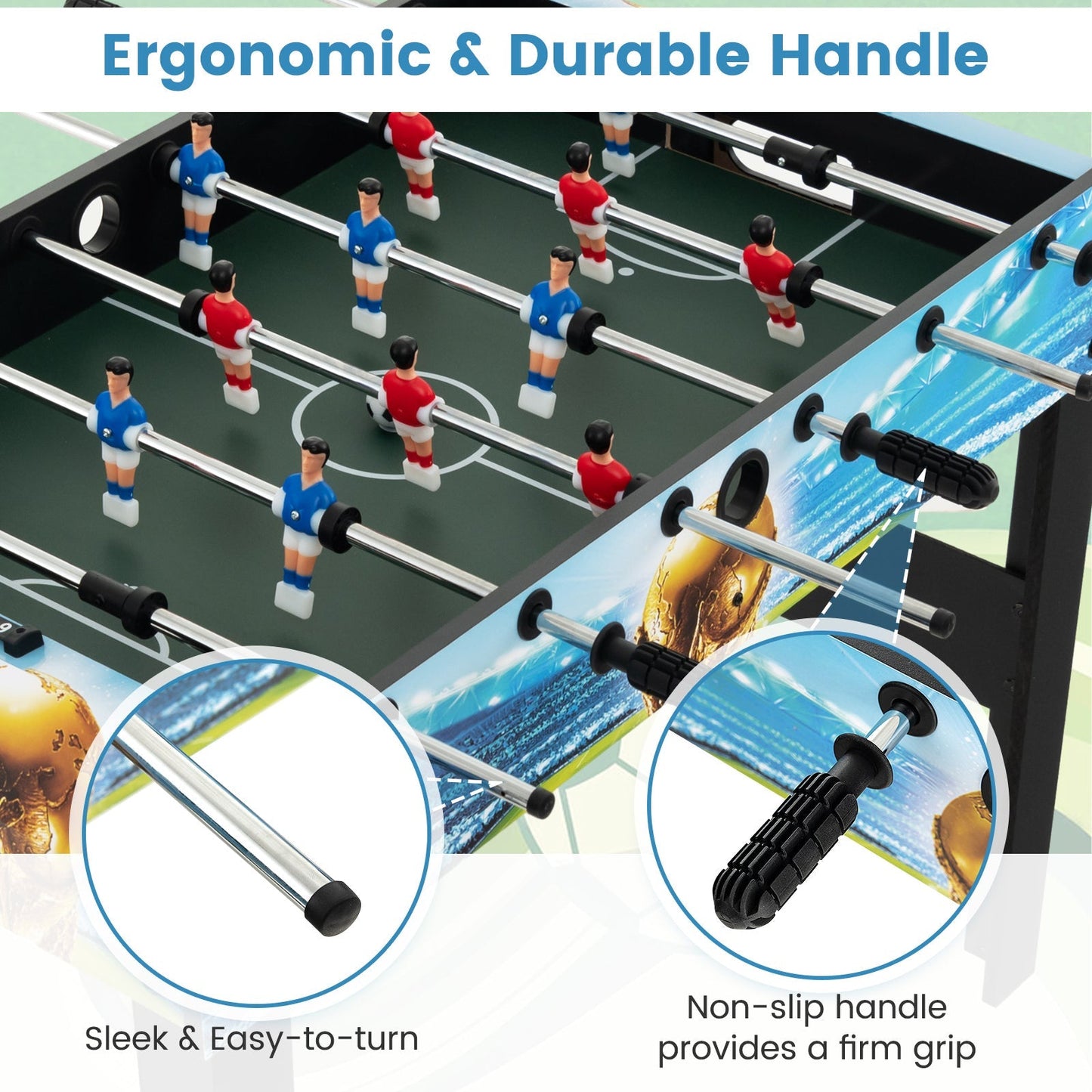 Freestanding Soccer Game Table with Removable Legs for Home Game Room Bar