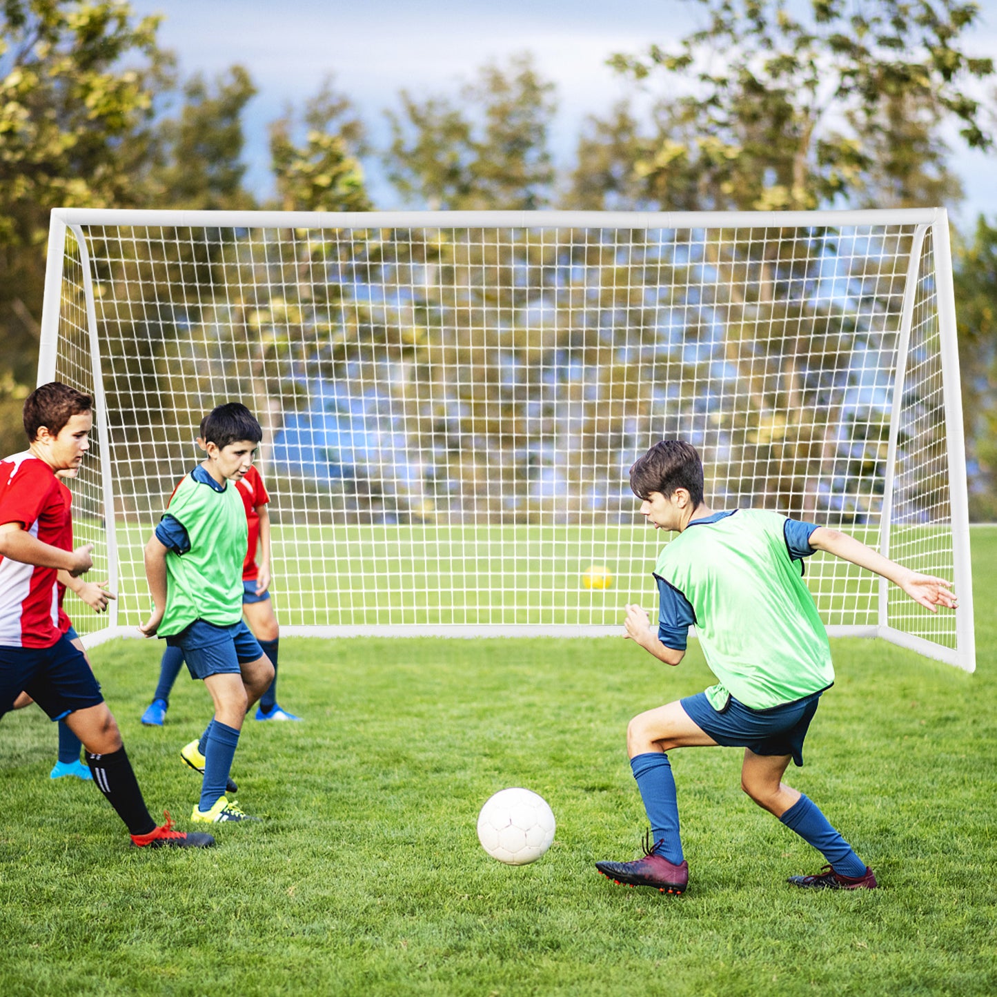 All-Weather Soccer Goal with Strong PVC Frame and High-Strength Netting