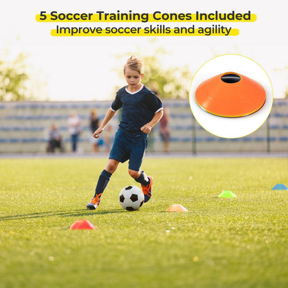 Adjustable Soccer Goal Football Training Equipment with 5 Soccer Training Cones