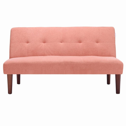 4ft Wide Modern 2 Seater Padded Convertible Sofa Bed with Wooden Legs