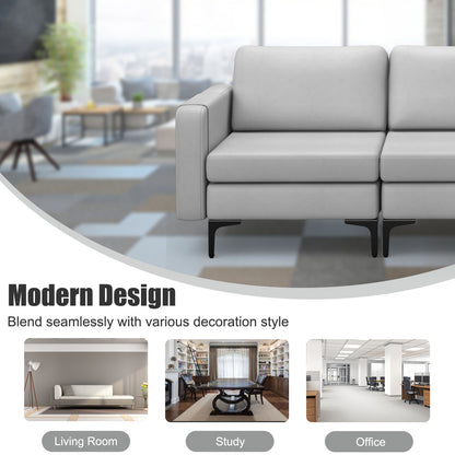 3-Seat Sofa with Magazine Caddy Holder, Socket and USB Charging Ports-Light Grey