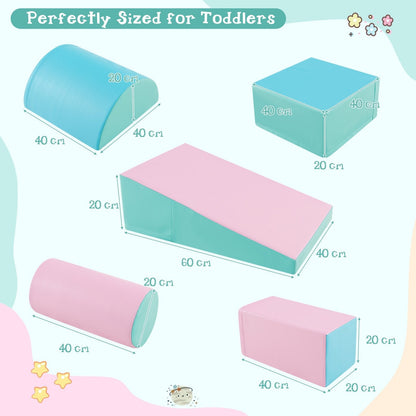 5-Piece Soft Waterproof Kids Climb and Crawl Activity Playset-Green