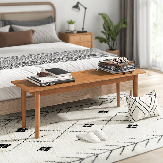 Solid Wood Dining Bench with Rubber Wood Legs