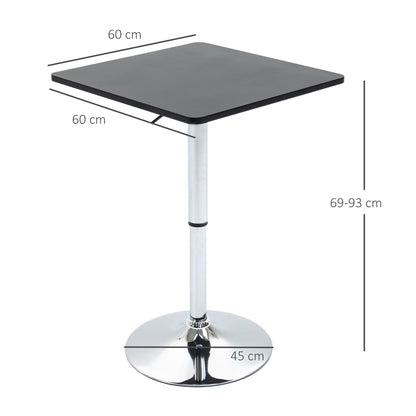 HOMCOM Modern Height Adjustable Counter Bar Table with 360¡ Swivel Tabletop and Electroplating Metal Base, Pub Desk for Living Room, Kitchen, Restaurant, Pub, Black and Silver