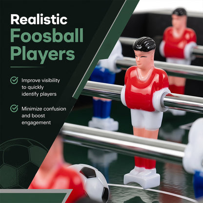 Space Saving Table Football with Durable Handle and 2 Footballs for Adult and Child-Black