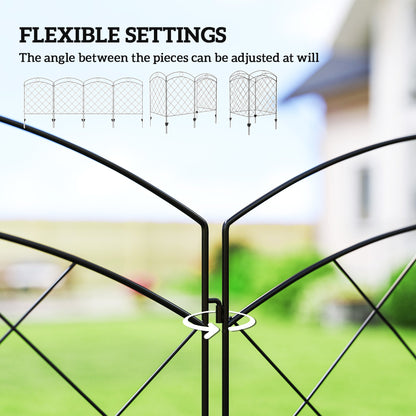 Outsunny Steel Decorative Outdoor Picket Fence Panels Set of 4, Black