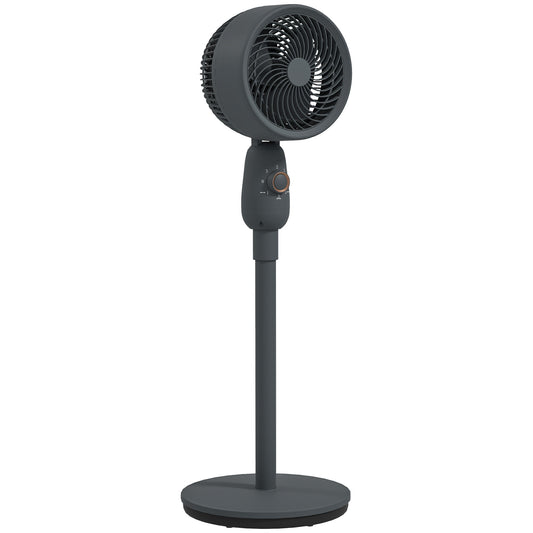 HOMCOM Pedestal Fan, Powerful Air Circulator, 12 Inch Floor Standing Fan with 3 Speed Settings, Oscillating Function for Bedroom, Home and Office, Grey
