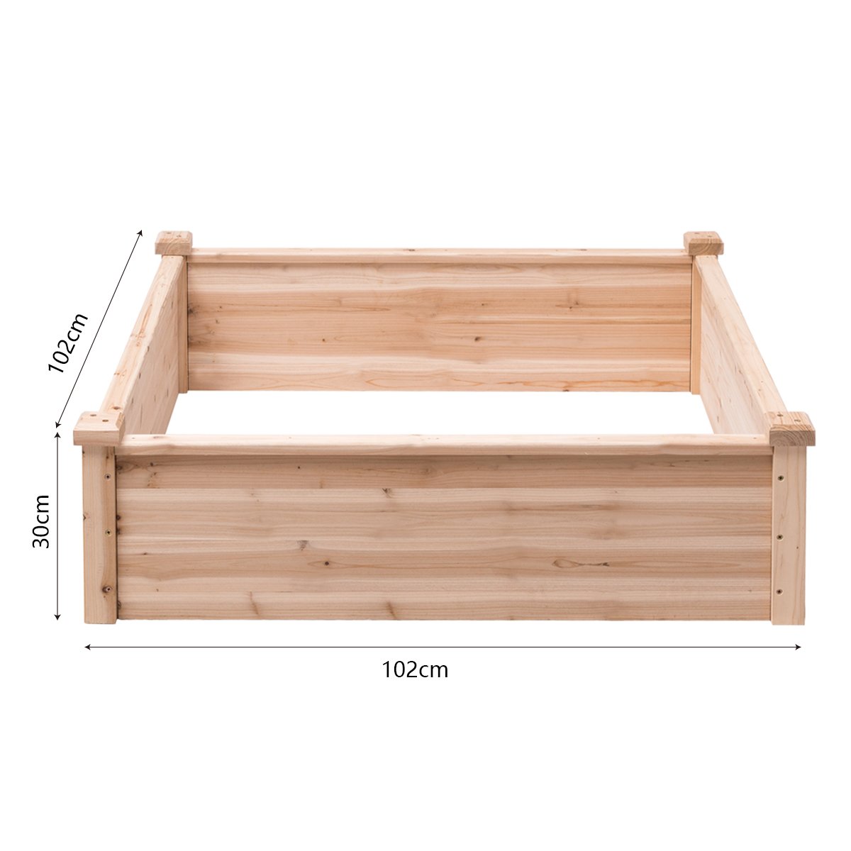 Square Fir Wood Raised Garden Bed with Open-Ended Base