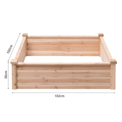 Square Fir Wood Raised Garden Bed with Open-Ended Base