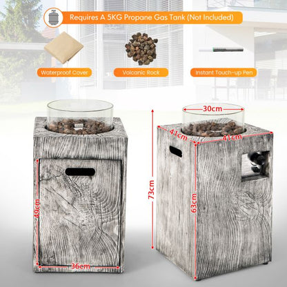 8.79 KW Propane Gas Fire Pit Table with Glass Wind Guard-Grey