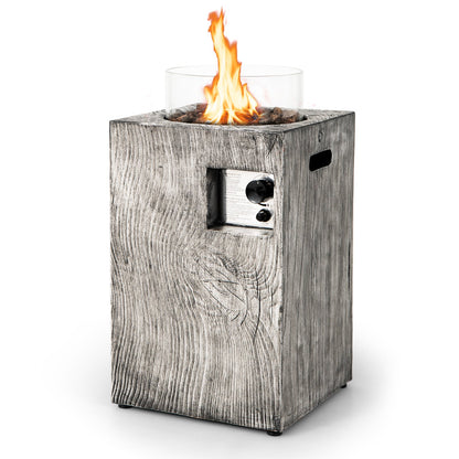 8.79 KW Propane Gas Fire Pit Table with Glass Wind Guard-Grey