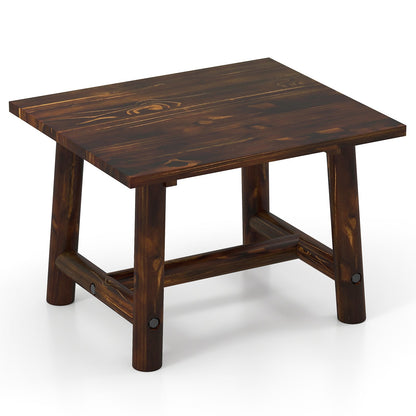 Square Side Table with Sturdy Legs and Reinforced Crossbar-Brown