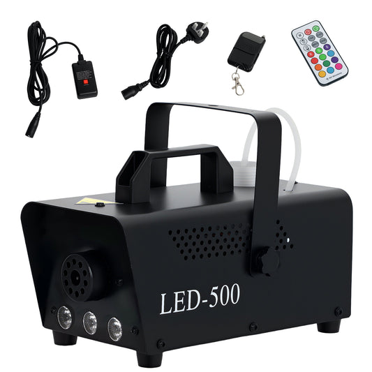 Maszyna do dymu HOMCOM z 3 światłami LED RGB z 13 kolorami i 4 efektami, 450 W 2000 CFM maszyna do dymu z przewodowymi i bezprzewodowymi pilotami na Halloween, Boże Narodzenie, wesele, dyskotekę, DJ-a, efekty sceniczne