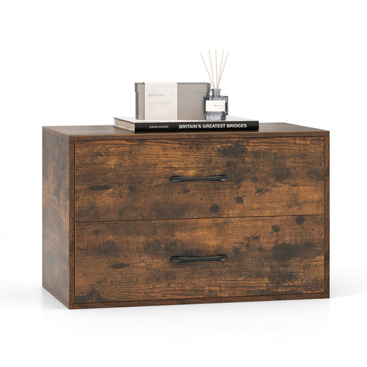 Stackable 2-Drawer Dresser with Anti-scratch Pads and Anti-tipping Devices-Rustic Brown