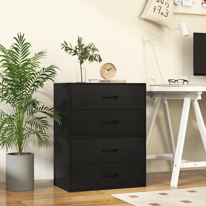 Stackable 2-Drawer Dresser with Anti-scratch Pads and Anti-tipping Devices-Black