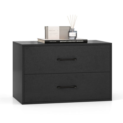 Stackable 2-Drawer Dresser with Anti-scratch Pads and Anti-tipping Devices-Black