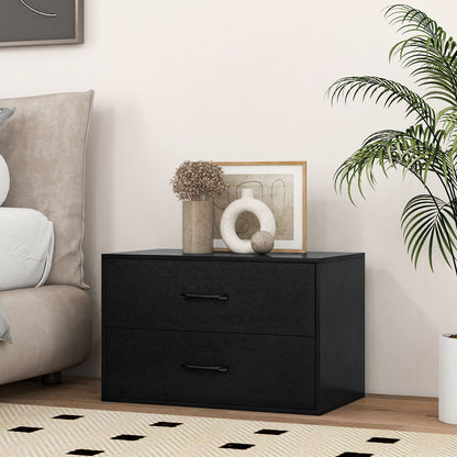Stackable 2-Drawer Dresser with Anti-scratch Pads and Anti-tipping Devices-Black