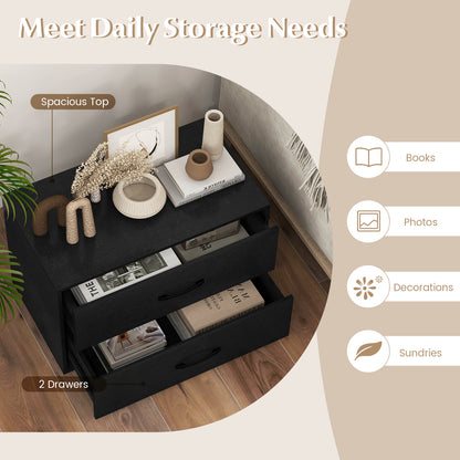 Stackable 2-Drawer Dresser with Anti-scratch Pads and Anti-tipping Devices-Black