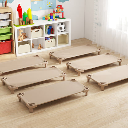 Stackable Kids Nap Cot with Easy Lift Corner for Preschool Boys Girls-Beige