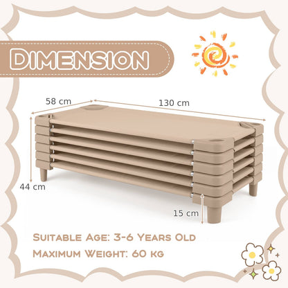Stackable Kids Nap Cot with Easy Lift Corner for Preschool Boys Girls-Beige