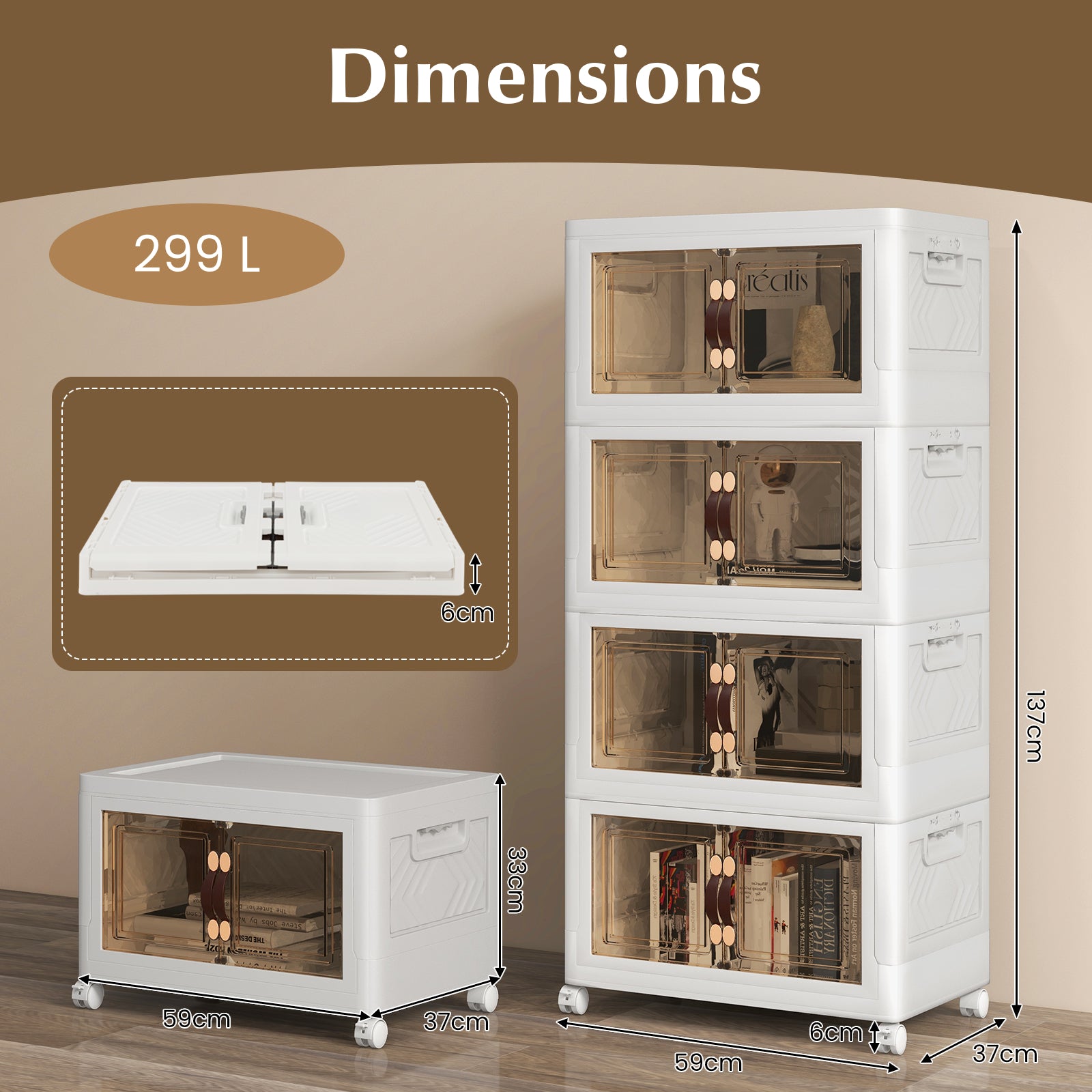27/34/44/59/78/92.5 Gal Stackable Storage Bins with Lockable Wheels-78 Gal-4-Tier