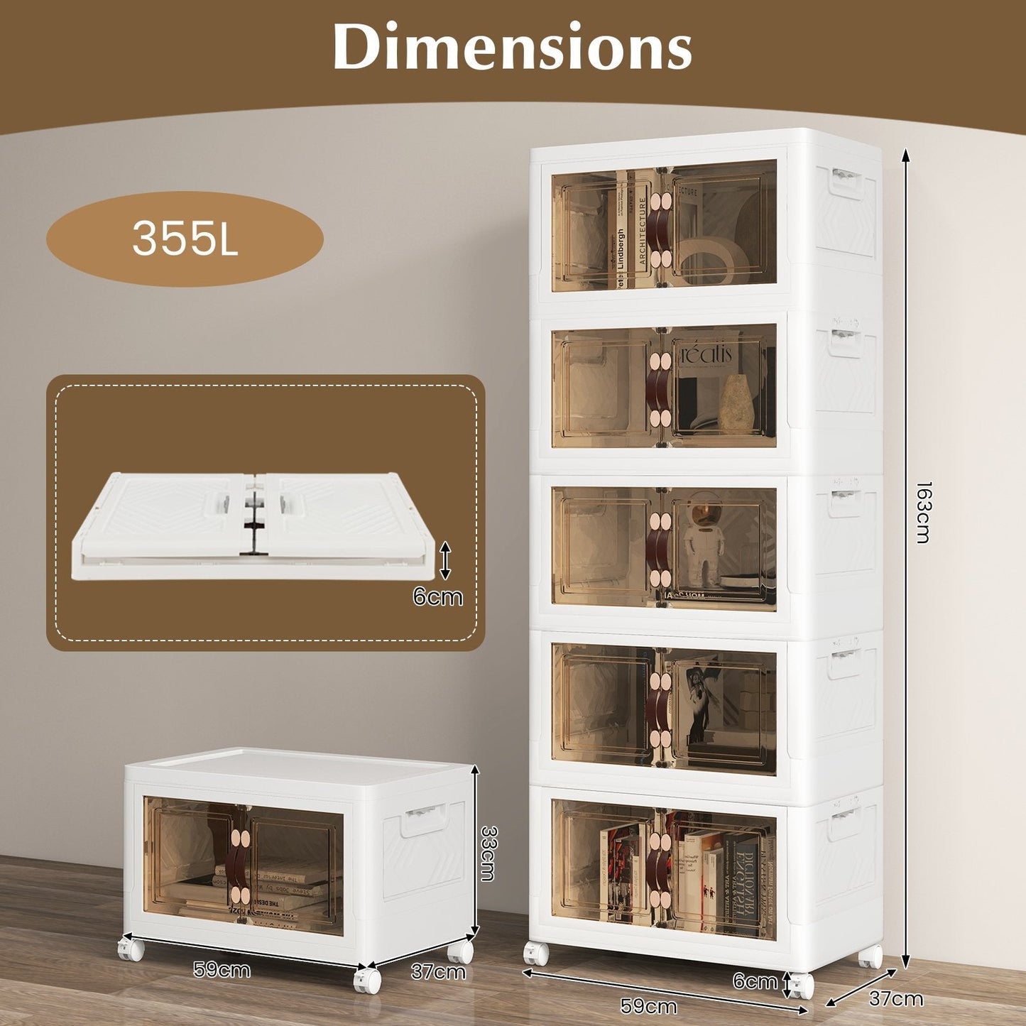 27/34/44/59/78/92.5 Gal Stackable Storage Bins with Lockable Wheels-92.5 Gal-5-Tier