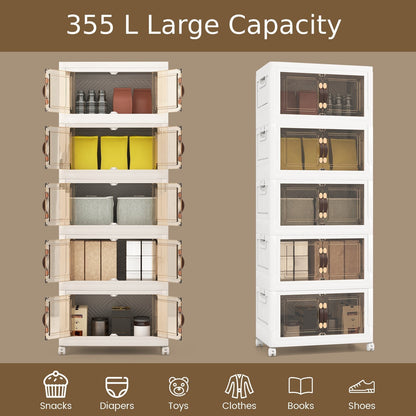 27/34/44/59/78/92.5 Gal Stackable Storage Bins with Lockable Wheels-92.5 Gal-5-Tier